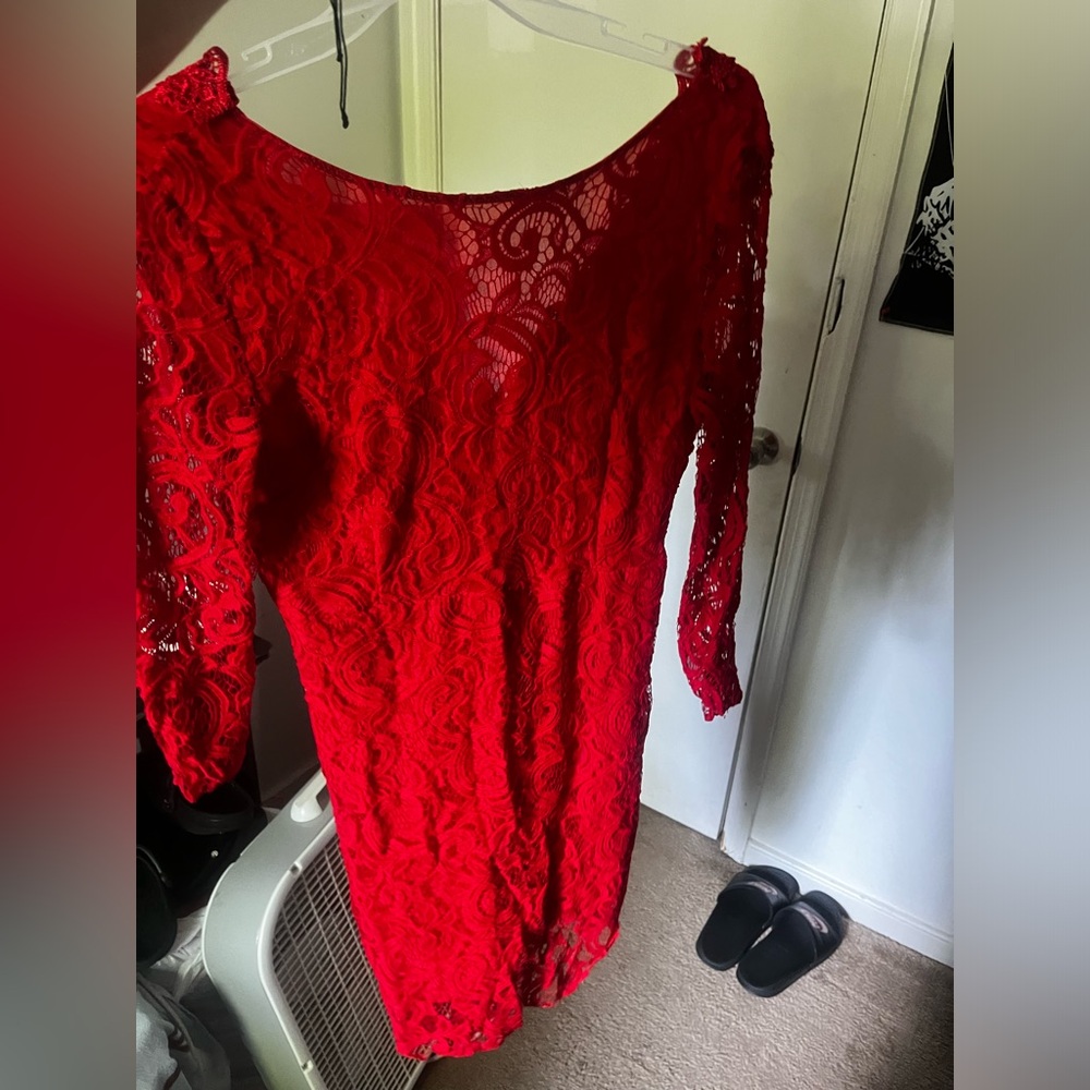 XL Red Body fitted dress, lacing design
